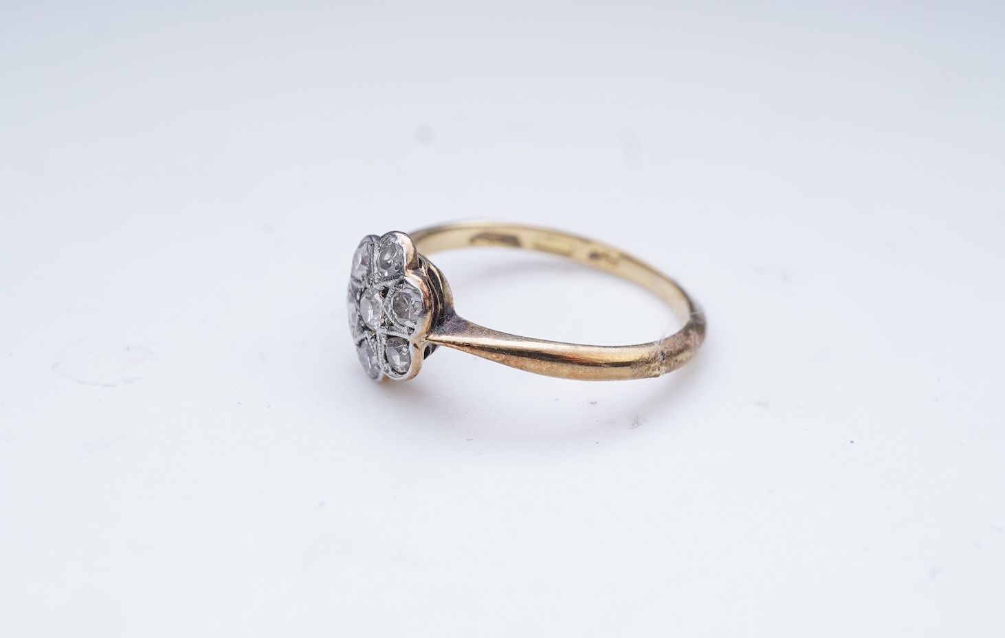 A diamond cluster ring, early 20th century